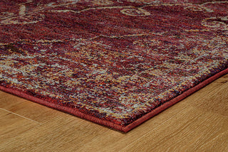 Oriental Weavers Andorra 7135E Red/ Gold Area Rug Corner On Wood 