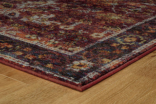 Oriental Weavers Andorra 7153A Red/ Purple Area Rug Corner On wood