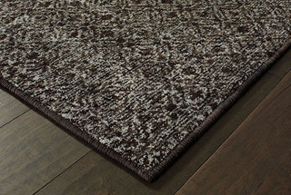 Oriental Weavers Atlas 8048Q Black/Grey Area Rug Corner On Wood