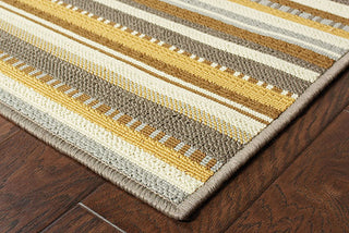 Oriental Weavers Bali 1001J Grey/Gold Area Rug Corner On Wood