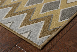 Oriental Weavers Bali 1732D Grey/Gold Area Rug Corner On Wood