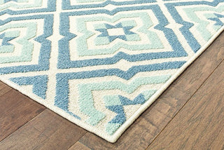 Oriental Weavers Barbados 1801H Blue/Ivory Area Rug Corner On Wood