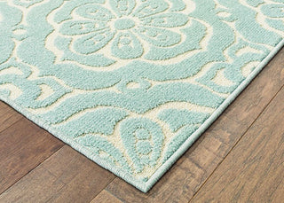 Oriental Weavers Barbados 539L4 Blue/Ivory Area Rug Corner On Wood