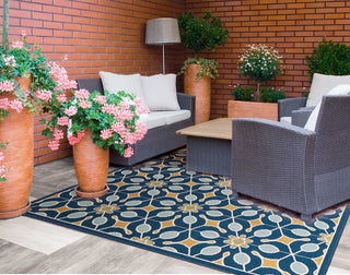 Nourison Caribbean CRB07 Navy Area Rug Lifestyle Featured