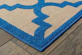 Oriental Weavers Cayman 660L9 Sand/ Blue Area Rug Corner On Wood