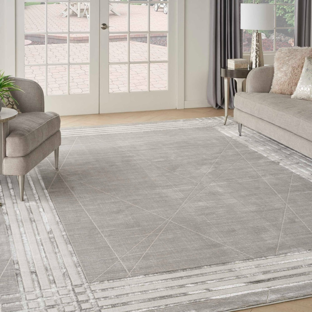 Nourison Desire DSR01 Grey Silver Area Rug Room Scene Feature