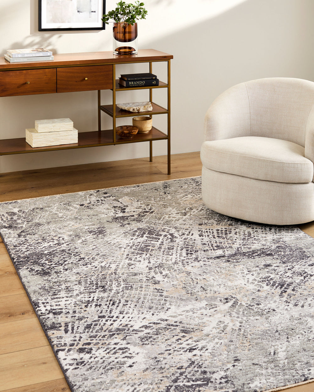 Livabliss Gakko GKK-2310 Medium Gray Area Rug Room Scene Feature