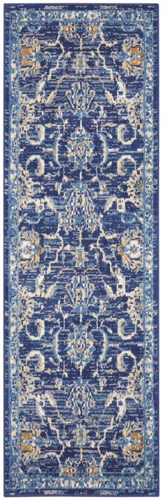 Nourison Grafix GRF24 Navy Area Rug 2'3'' X 7'6'' Runner