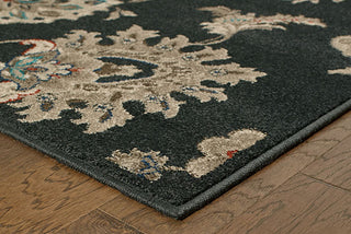 Oriental Weavers Highlands 2444I Midnight/Ivory Area Rug Corner On Wood