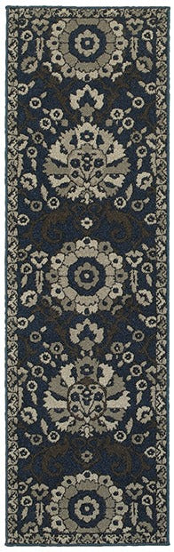 Oriental Weavers Highlands 6682A Midnight/Beige Area Rug 2'3'' X 7'6'' Runner