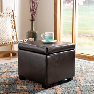 Safavieh Jonathan Flip Top Ottoman Black and Brown