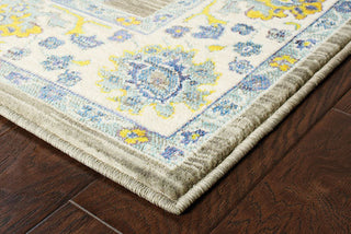 Oriental Weavers Joli 503D4 Grey/ Yellow Area Rug Corner On Wood