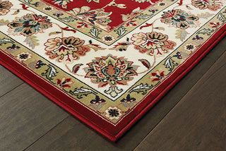 Oriental Weavers Kashan 4929R Red/ Ivory Area Rug Corner On Wood