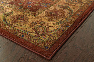 Oriental Weavers Kharma 332C4 Red/Gold Area Rug Corner On Wood