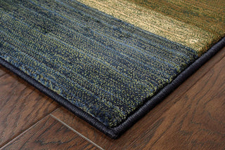 Oriental Weavers Kharma II 1092L Blue/Gold Area Rug Corner On wood