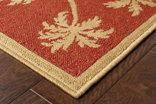 Oriental Weavers Lanai 606C8 Beige/Red Area Rug Corner On Wood