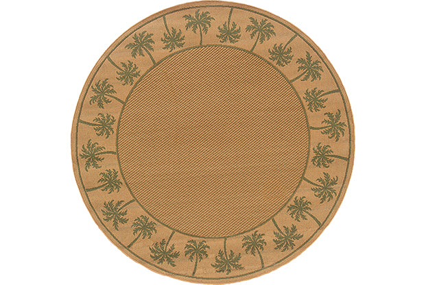 Oriental Weavers Lanai 606G6 Beige/Green Area Rug 7'10'' Round