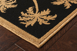 Oriental Weavers Lanai 606K5 Beige/Black Area Rug Corner On Wood