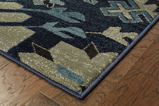 Oriental Weavers Linden 4302A Navy/ Blue Area Rug Corner On Wood