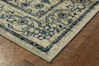 Oriental Weavers Linden 7804C Beige/ Navy Area Rug Corner On Wood