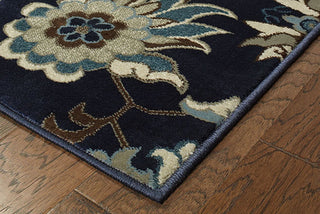 Oriental Weavers Linden 7811B Navy/ Blue Area Rug Corner On Wood