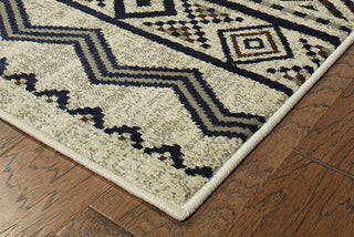 Oriental Weavers Linden 7824A Grey/ Blue Area Rug Corner On Wood