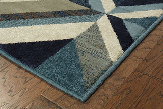 Oriental Weavers Linden 7902A Blue/ Grey Area Rug Corner On Wood