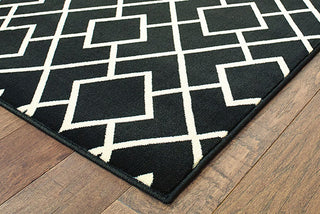 Oriental Weavers Luna 8123B Black/Ivory Area Rug Corner On Wood