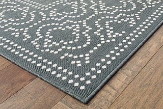 Oriental Weavers Marina 1247X Grey/Ivory Area Rug Corner On Wood