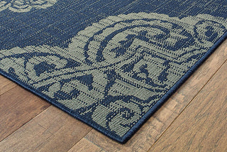 Oriental Weavers Marina 5929B Navy/Grey Area Rug Corner On Wood 