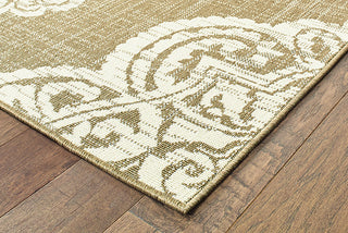 Oriental Weavers Marina 5929J Tan/Ivory Area Rug Corner On Wood