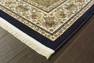 Oriental Weavers Masterpiece 1331B Navy/ Ivory Area Rug Corner On Wood