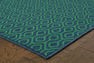 Oriental Weavers Meridian 1634Q Navy/Green Area Rug Corner On Wood