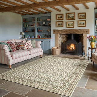 Oriental Weavers Andorra 3717A Ivory / Red Area Rug Room Scene Feature