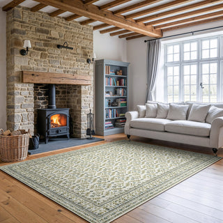 Oriental Weavers Andorra 3717C Ivory / Blue Area Rug Room Scene Feature