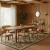 Oriental Weavers Legacy LGY02 Green / Rust Area Rug dining room scene.