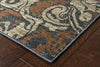 Oriental Weavers Pasha 8022K Blue/ Rust Area Rug Corner On Wood