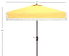 Safavieh Milan Fringe Crank Outdoor Push Button Tilt Umbrella Yellow/White Trim