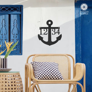 Anchor Address Plaque - Coastal House Numbers Plaque Beach Nautical Decor