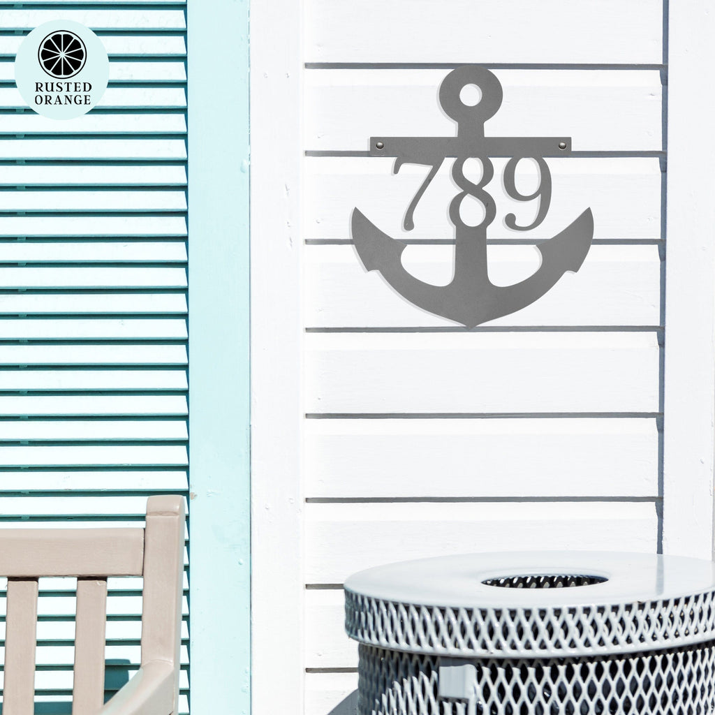 Anchor Address Plaque - Coastal House Numbers Plaque Beach Nautical Decor