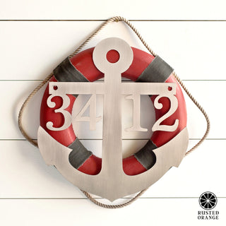 Anchor Address Plaque - Coastal House Numbers Plaque Beach Nautical Decor