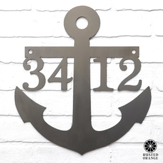 Anchor Address Plaque - Coastal House Numbers Plaque Beach Nautical Decor