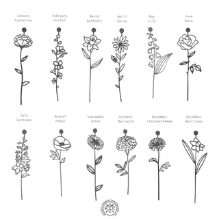 Birth Month Flowers - 3 pack - Family Name Sign