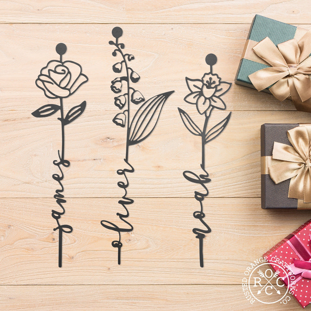 Birth Month Flowers - 3 pack - Family Name Sign Mother's Day Gift ...