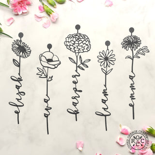 Birth Month Flowers - 3 pack - Family Name Sign