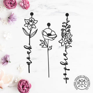 Birth Month Flowers - 3 pack - Family Name Sign