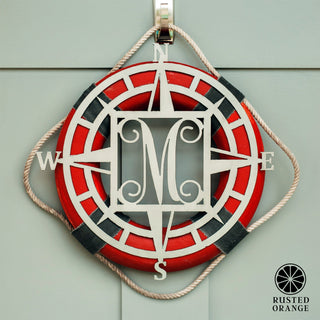 Compass Rose Monogram - Compass Outdoor Wall Decor Family Monogram