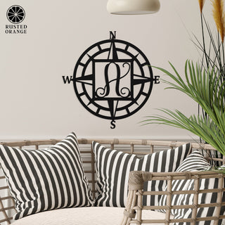 Compass Rose Monogram - Compass Outdoor Wall Decor Family Monogram