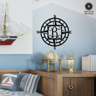 Compass Rose Monogram - Compass Outdoor Wall Decor Family Monogram