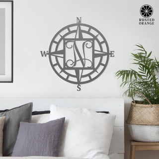 Compass Rose Monogram - Compass Outdoor Wall Decor Family Monogram